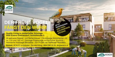 Vorverkaufsstart: jetzt noch Frühbucherbonus sichern - hochwertiges Reihenhaus inklusive Parkplatz - provisionsfreies Neubauprojekt in Krems-Gneixendorf