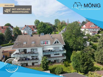 Gemütliche 3,5-Zimmer-Wohnung mit schönem Kamin, großem Balkon u. Garage in Bestlage an der Waldburg