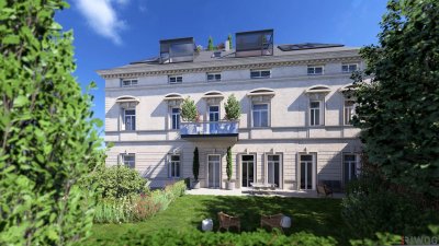 Herrschaftliche Villa in ruhiger Lage | Private Gartenwohnung mit ca. 4,40 m Raumhöhe | sanierungsbedürftig | Parkplatz | U-Bahnnähe