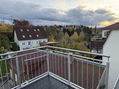 Dachgeschoss, 3 Zimmer, Südbalkon, Blick ins Grüne, frisch kernsaniert