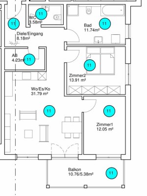 3 1/2 Zimmer 90qm im 2.OG Wohnung Künzelsau Küche Garage Aufzug