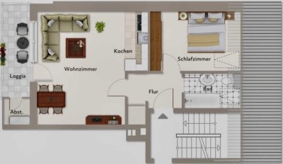 Geschmackvolle, vollständig renovierte 2-Raum-DG-Wohnung mit Einbauküche in Delmenhorst