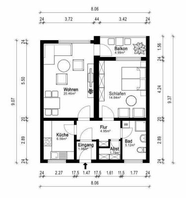 Befristet bis 31.03.2028 – Helle 2-Zimmer-Wohnung mit Loggia in Kiel-Suchsdorf (57 m²)
