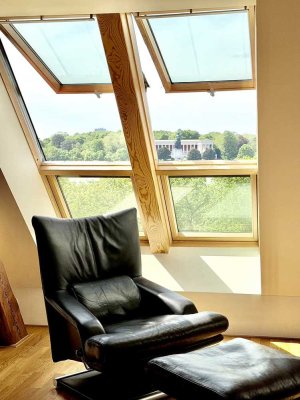 EINZIGARTIG – Altbau-Traum mit großer Dachterrasse und direktem Blick auf Ruhmeshalle / Bavaria