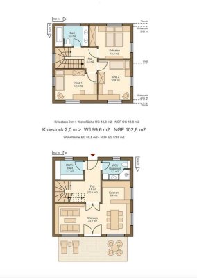 Neubau mit 2 Bädern, 3 Zimmern plus großem Ess-Wohnbereich auf 100qm