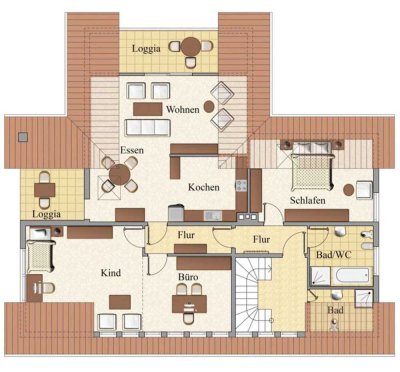 Nähe Kastellaun, schöne, ruhige 4 Zimmerwohnung 123 qm Wfl. Dachgeschoss, Ortsrandlage.