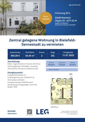 Stilvolle 2-Raum-Wohnung mit Balkon und Einbauküche in Bielefeld