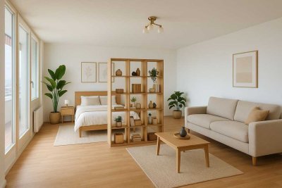Frisch renoviertes & leerstehendes 1-Zimmer-Apartment mit Balkon und Stellplatz mit Rendite über 5%