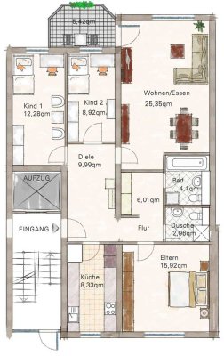 Stilvolle, gepflegte 4-Raum-Wohnung mit gehobener Innenausstattung mit Einbauküche in Karlsruhe