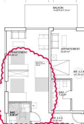 Direkte Rheinlage, hochwertige 1,5 Zimmerwohnung