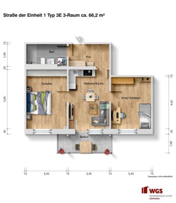 3-Raum Seniorenwohnung mit/ohne Betreuung, inkl. Aufzug und Balkon ab 1. Quartal 2027 - Typ 3E