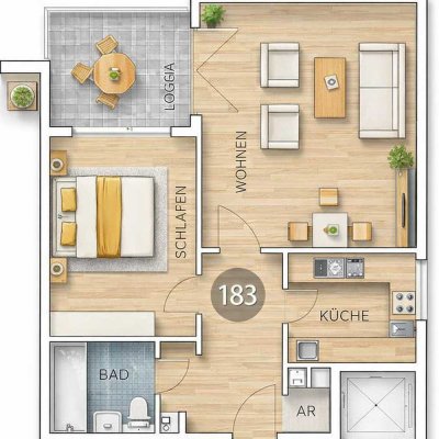 Attraktive 2-Zimmer Wohnung inkl. Tiefgaragenstellplatz in Fürth - Ronhof