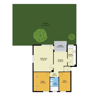 Gepflegte 3-Zimmer-Erdgeschosswohnung mit Garten in Ottobrunn