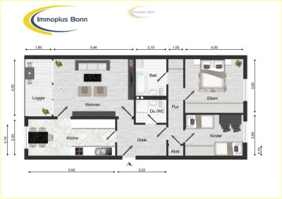 3-ZImmerwohnung mit Balkon im 5.OG, Kellerraum in Bonn Beuel