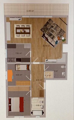 Sehr  schöne 3-Zimmer-Wohnung mit großem Balkon in Oberwiehl