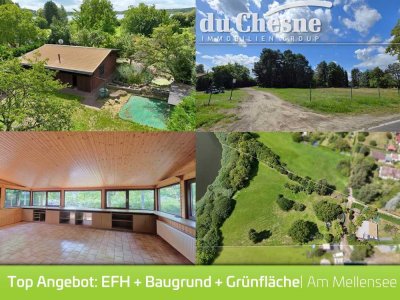 Bungalow als Bestand auf 1.253m² + Baugrundstück 819m² + 8.497m² Grünfläche