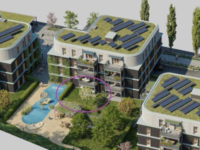 GRÜNE STADTVILLEN - Gartenwohnung mit 2 Zimmern | Holzbauweise - Erdwärme - Nachhaltig | Provisionsfrei!