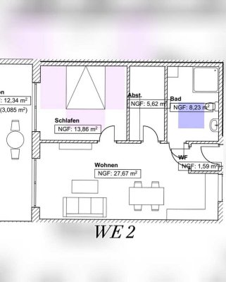 Moderne 2-Zimmer-Wohnung mit Balkon in Schöfweg (WE2)