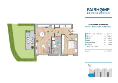 Freuen Sie sich auf Ihre 2-Zi.-Wohlfühlwohnung mit Garten