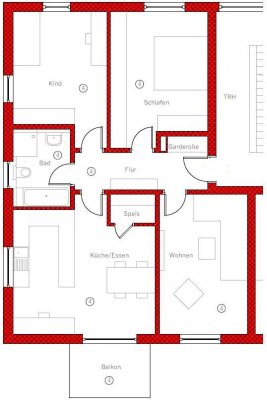 3-Zimmer Wohnung im 1.OG mit Balkon in Brennberg
