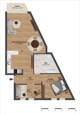 Erstbezug nach Sanierung: 3-Zi.-Wohnung mit Balkon in Dettelbach