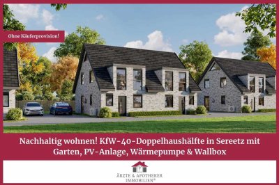 Nachhaltig wohnen! KfW-40-Doppelhaushälfte mit Garten, PV-Anlage, Wärmepumpe & Wallbox!
