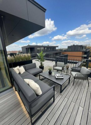 Ihr exklusives Penthouse mit 177 m² Dachterrasse mit grandiosem Weitblick und zugleich Nahe Wien. ERSTBEZUG.