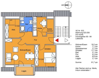 2-Raumwohnung Dachgeschosswohnung ohne Aufzug