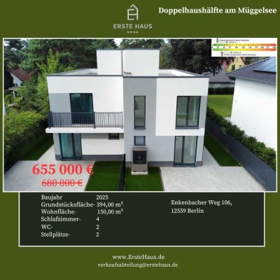 Neubau-Doppelhaushälfte A+ | 150 m² | 4 SZ | 2 Bäder | Terrasse & Dachterrasse | Provisionsfrei