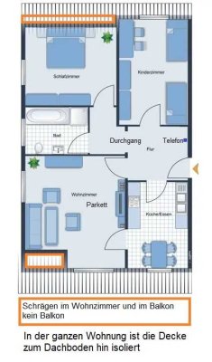 Vollständig renovierte Dachgeschosswohnung mit drei Zimmern in Dortmund-Eichlinghofen