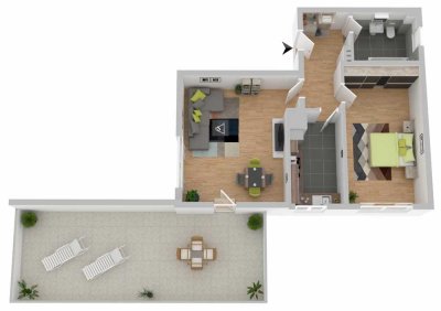 Attraktive 2-Zimmer-Wohnung mit großer Terrasse in Wiesbaden Sonnenberg