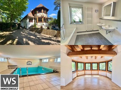 Individuelles EFH mit 2 Einheiten: 11 Zimmer, 409 m² Nutzfl., Keller, Pool, großer Garten!