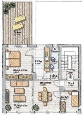 4-Zimmer Wohnung im Zentrum mit Dachterrasse