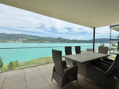 Luxusapartment mit unverbaubarem Panorama-Seeblick und privatem Seezugang am Wörthersee
