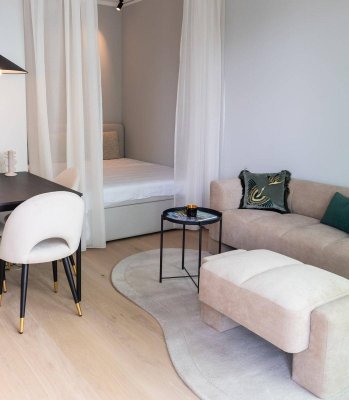 „All Inclusive“ Luxus Single-Wohnung voll möbliert inkl. Küche mit Top-Aussicht (19. OG) inkl. Concierge, Gym, Pool, Wellness, Business Lounge (Danube Flats) U1-Station I „All Inclusive“ Luxury Single Apartment - Fully Furnished, incl.Kitchen &amp; Stunni