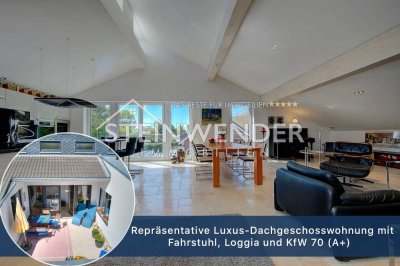 Repräsentative Luxus-Dachgeschosswohnung mit Fahrstuhl, Loggia und KfW 70 (A+)