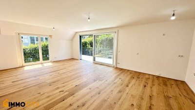 Dachtraum – großzügige 2-Zimmer-Wohnung mit südseitiger 17 m² Terrasse, Erstbezug, luxuriöser Neubau mit erstklassiger Ausstattung & Garage, ruhige Lage im Dachgeschoss ohne Schrägen