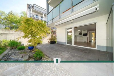 Bezugsfreie, moderne 3-Zi.-EG-Wohnung mit ca. 150 m² Garten, 2 Bädern u. TG-Stp. in Petershausen