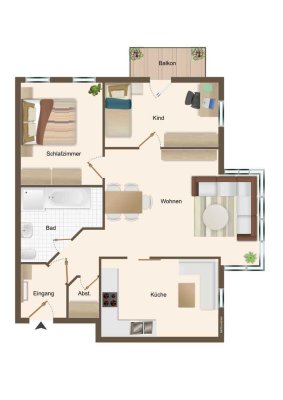 Renovierte 3-Zimmer-Wohnung mit Balkon in Regen