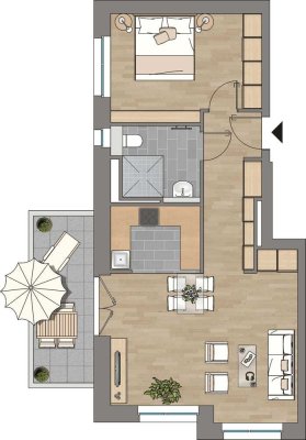 Stilvolle, sanierte 2-Raum-Wohnung mit Einbauküche in Wildau