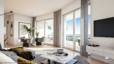 Traumhafter Panoramablick! 4-Zi.-Whg. mit großzügigem Wohnbereich, 2 Bädern und umlaufendem Balkon