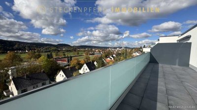 Wohnen mit Weitblick – 2-Zimmer-DG-Wohnung mit XXL-Sonnenterrasse !