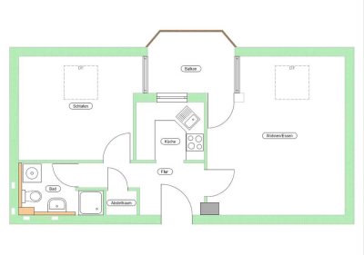 Helle 2-Zimmer Dachgeschosswohnung mit Balkon in Kuchen