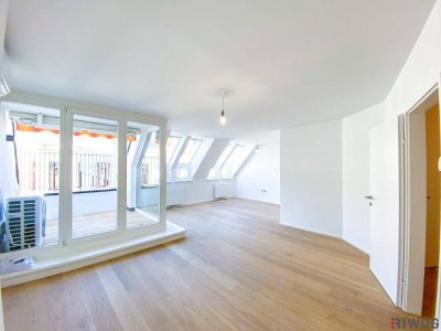 Neubau DG-Terrassenwohnung in Ruhelage | PKW-Stellplatz | 3 Min. zum Kutschkermarkt und zur U6 | 2 Min. zum Aumannplatz