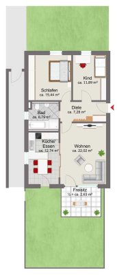 3,5-Zi Erdgeschosswohnung mit Terrasse, Gartenmitbenutzung, TG,  ohne Makler in Augsburg-Kriegshaber