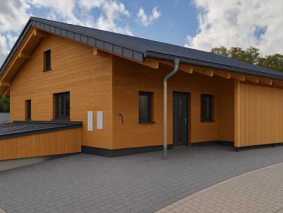 Exklusives Wohnerlebnis 
im Naturholzhaus als Doppelhaushälfte