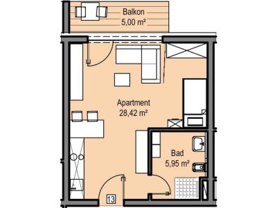 NEUBAU Schöne 1-Zimmer-Wohnung in Gaisbach (W13)