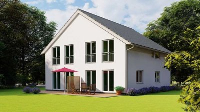 Neubau Doppelhaushälfte  in Mahlsdorf in Massivbauweise.  Angebotspreis für Haus und Grundstück.