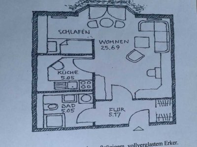 Vollständig renovierte Wohnung mit einem Zimmer und Einbauküche in Gera