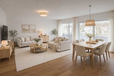 Hochwertig kernsanierte 2-Zimmerwohnung mit weitläufigem Balkon und Einbauküche